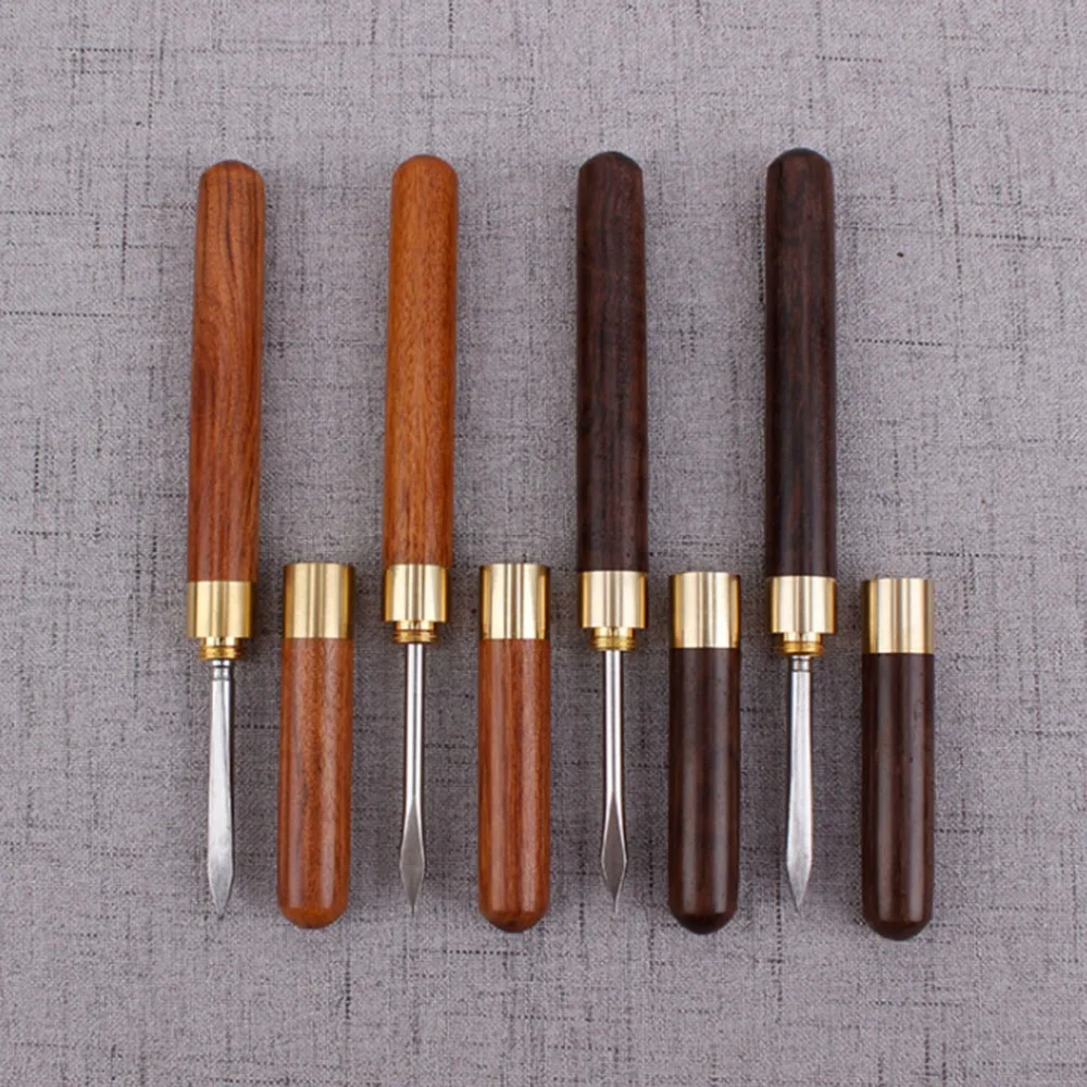 New Sandalwood Stainless Steel Tea Knife Pu Er Dedicated Tea Needle accessories Chinese Kung Fu Teasets Spiral Knife