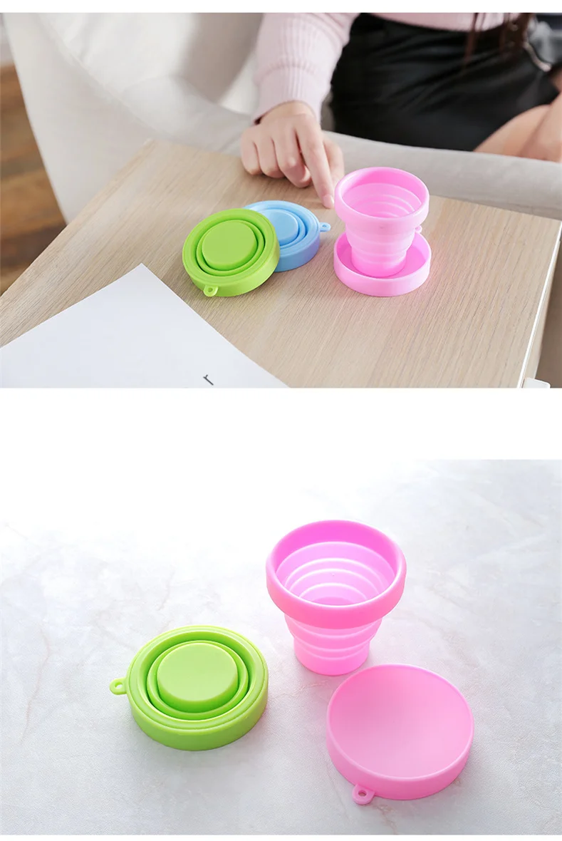 Портативный Силиконовый Складной стакана воды однотонные Цвет силиконовый путешествие складной чашки для полоскания для путешествий на открытом воздухе, для кемпинга, посуда для питья