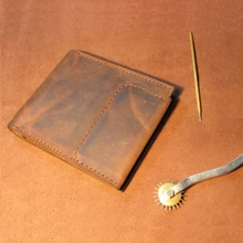 Handmade Crazy Horse Leather Men Wallets Vintage Genuine Leather Wallet For Men Cowboy Top Leather Wallet Cowhide Money Clip