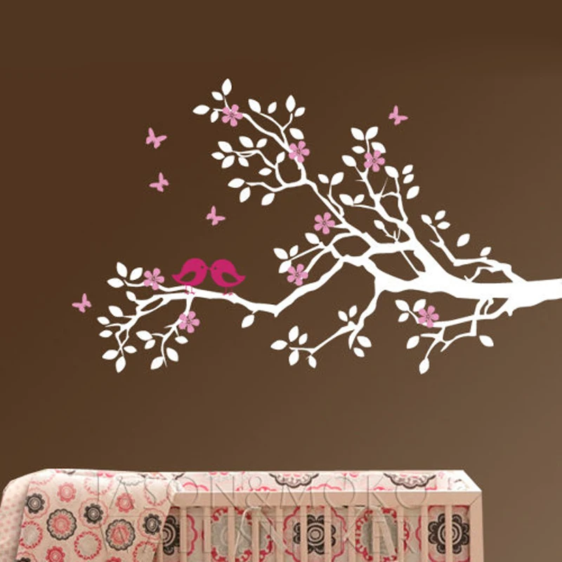 

Birds Tree Branch Blossom Flower Butterfly Nursery Wall Decal Sticker Mural Wallpaper Vinyl Children Living Room Home 60x100cm