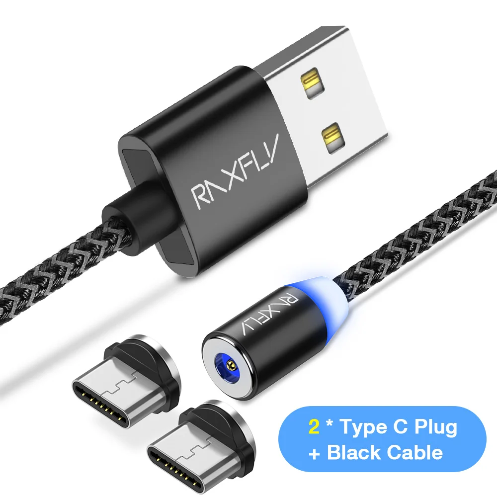 Raxfly Магнитная Зарядное устройство USB кабель для samsung A5 Магнит Micro кабель типа USB-C для iPhone 5 5S зарядки кабель Lightning/USB магнитная зарядка - Цвет: Black 1 Cable 2 Plug