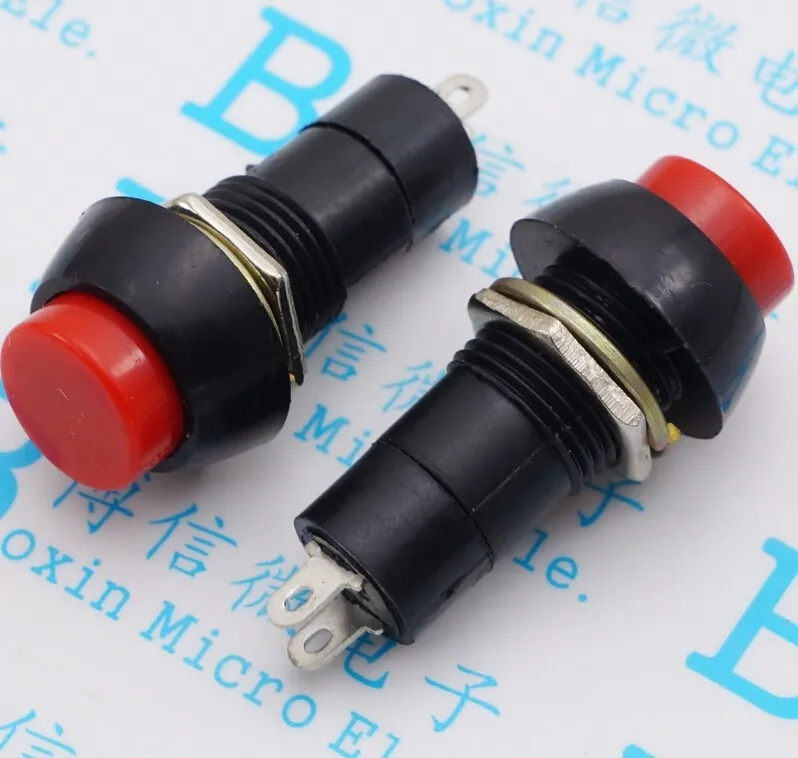 10pcs/PBS 11A Self locking 2 Pin Button switch Circular switch Self