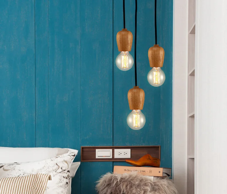Modern Hanging Wood Pendant Light Simple Indoor Lighting Wooden Nordic Pendant Lamp Restaurant Bar Living Bedroom Lighting  (3)