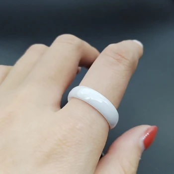 

Hemiston Ceramic 6 Mm Glossy White Ceramic Ring Female Concise Personality European and American Fashion Jewelry Ring