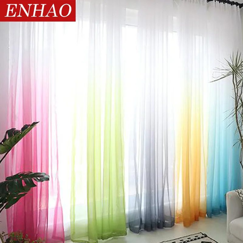 

ENHAO Solid Tulle Curtains for Living Room 3d Curtains Kitchen Modern Sheer Curtains for Bedroom Elegant Voile Curtains for Door