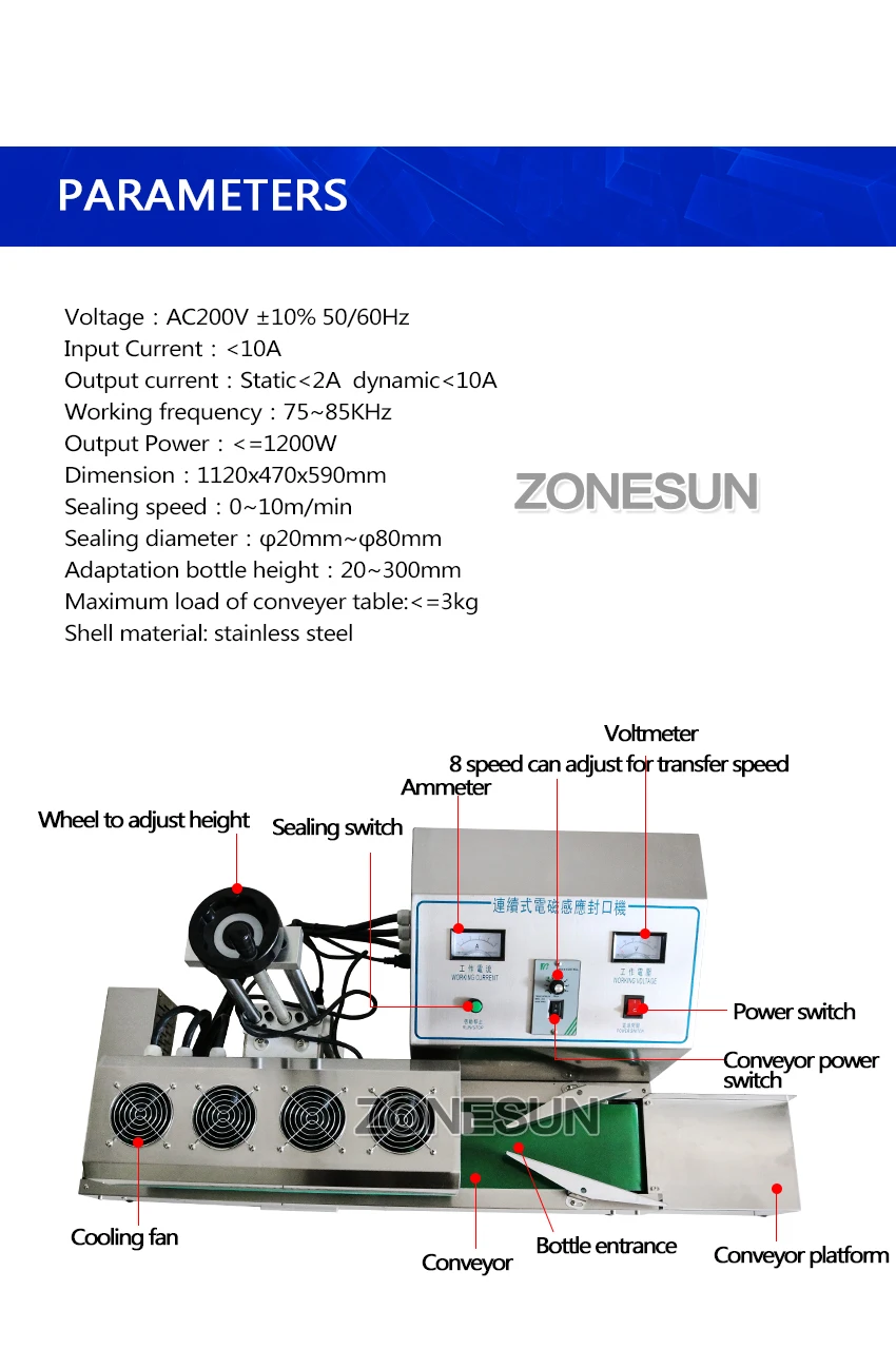 ZONESUN DL-1800 рабочего стола из нержавеющей стали продолжительное Индукционное запаивание Магнитный индукционный уплотнительный костюм для