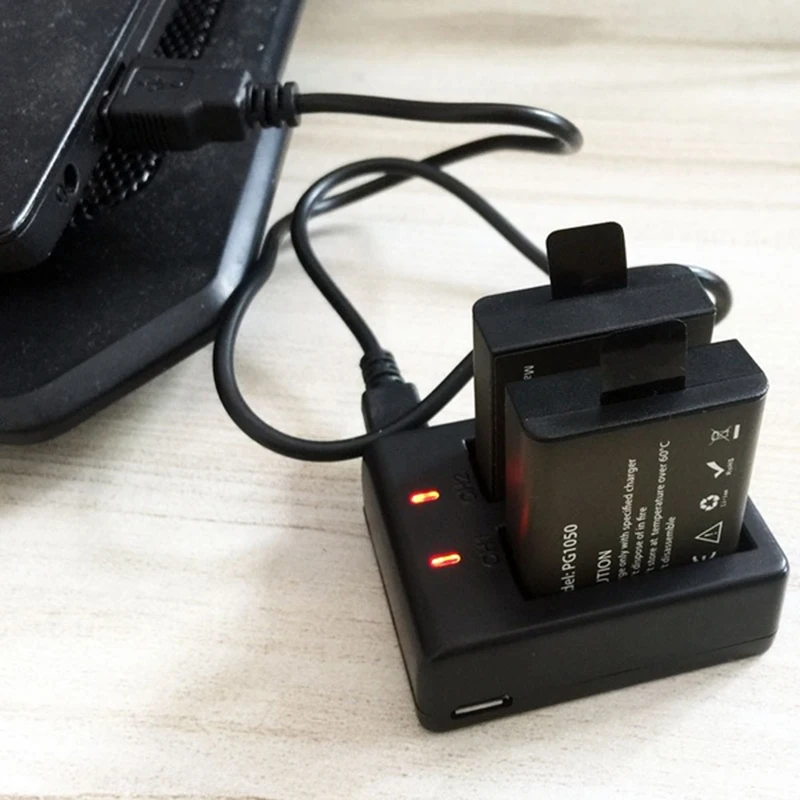 

1Pcs Dual Charger + 2Pcs 900Mah Backup Rechargeable Li-Ion Battery For Eken H9 H9R H8Pro H8R Sj4000 Action Camera Accessories