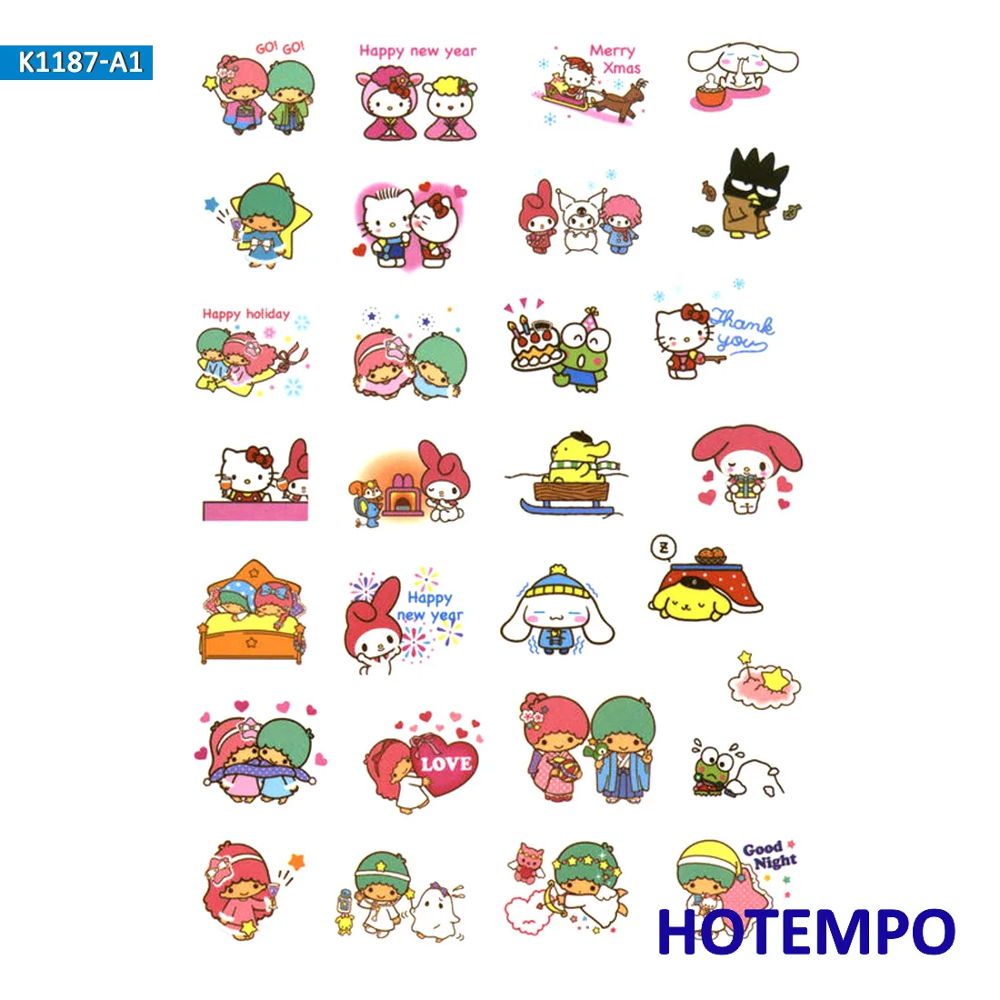 Sanrio Kitty Melody kuromi Pompom Twin Stars Stickers for Children Kids Letter Diary Scrapbooking Stationery Pegatinas Stickers Sanrio Kitty Melody kuromi Pompom Twin Stars Stickers for Children Kids Letter Diary Scrapbooking Stationery Pegatinas Stickers