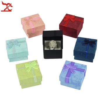 

Big Sell 1000Pcs Mixed Color Paper Gift Box 4*4*3cm Square With Bow Jewelry Earrings Ring Packaging Storage Gift Party Boxes