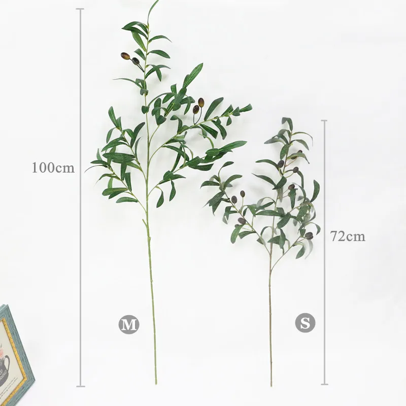 Artificial Flower Leaf Green Olive Branches Simulation
