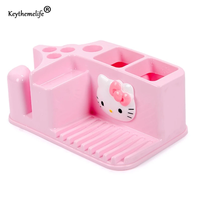 Cute Hello Kitty Cartoon Toothbrush Holder Bathroom Accessories Set Family Style Toothbrush Holder Storage Rack