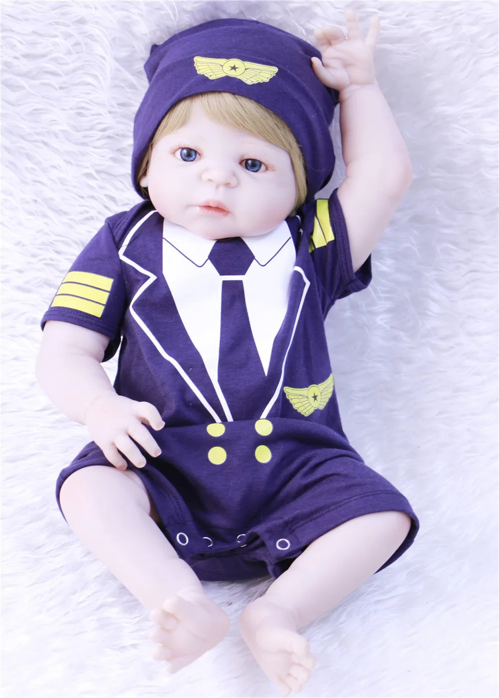 

55cm Full silicone reborn babies dolls 22" blonde bebe alive NPK high quality kids best birthday gift bonecas bathe play toy