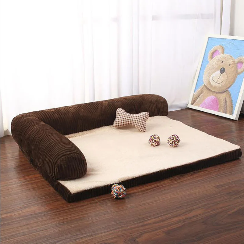 Large Dog Bed Sofa Dog Cat Pet Cushion For Big Dogs Washable Nest Cat Teddy Puppy Mat Kennel Pet House - Цвет: Coffee