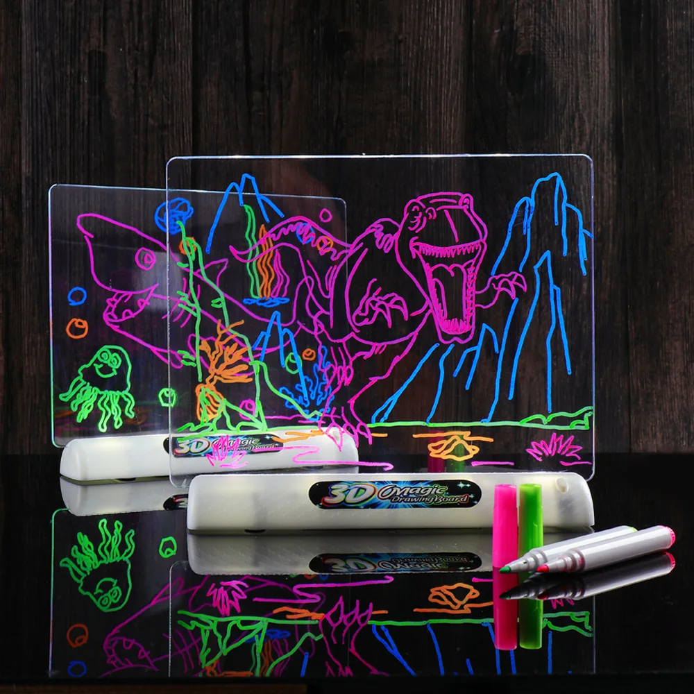 Enjoybay 3D Drawing Board Toys Light Up Colorful Pen Painting Board Glow in Dark Kids Drawing Toy Educational Gifts for Children Enjoybay 3D Drawing Board Toys Light Up Colorful Pen Painting Board Glow in Dark Kids Drawing Toy Educational Gifts for Children