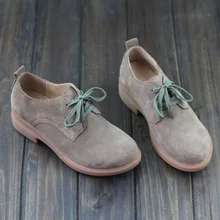 2017 new Shoes Woman Flats Genuine Leather Ladies Flat Shoes Women Casual shoes Round toe Lace up Female Footwear