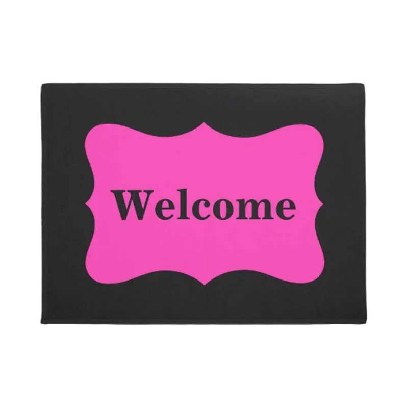 

Black Hot Fuchsia Bright Pink Welcome Doormat Home Decoration Entry Non-slip Door Mat Rubber Washable Floor Home Rug Carpet
