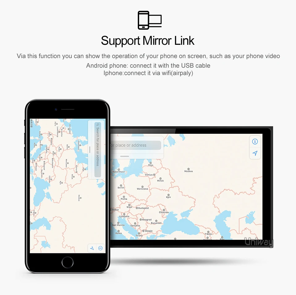 Excellent uniway  A17KLL9071  android 9.0 car dvd navigation for toyota corolla/auris  2016 2017 car radio stereo head unit navigation 19