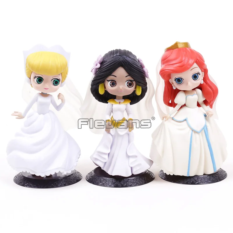 

Cinderella Mermaid Wedding Dress Princess PVC Figures Q Posket Dolls Collectible Kids Toys 3pcs/set