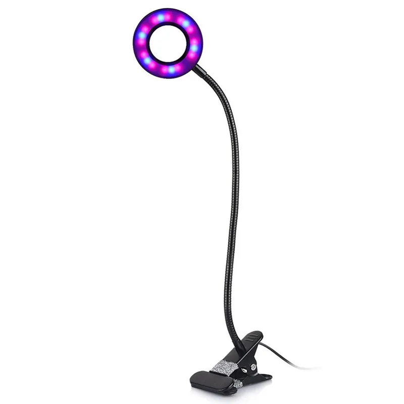 JLAPRIRA LIGHT Dimmable 10W Full Spectrum LED Grow Light Ring Single Head Adjustable Flexible Goose Neck Desk Clip Lamp | Лампы и