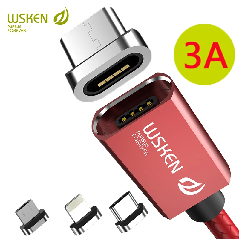 

WSKEN 3A Magnetic Micro USB Type C Cable For iPhone XR XS Fast Charging USB C Phone Magnet Charger For Samsung S9 S9 Note9 USB-C