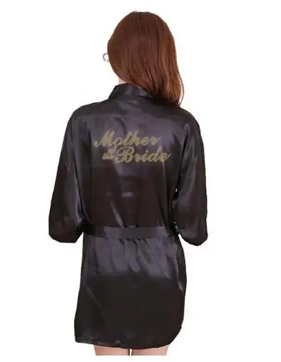 RB91 Fashion Silk Bride of Mother Robe with Gold Letter Sexy Women Short Satin Wedding Kimono Sleepwear Get Ready Robes women sleepwear bride robes silk robe sleepwear pajamas