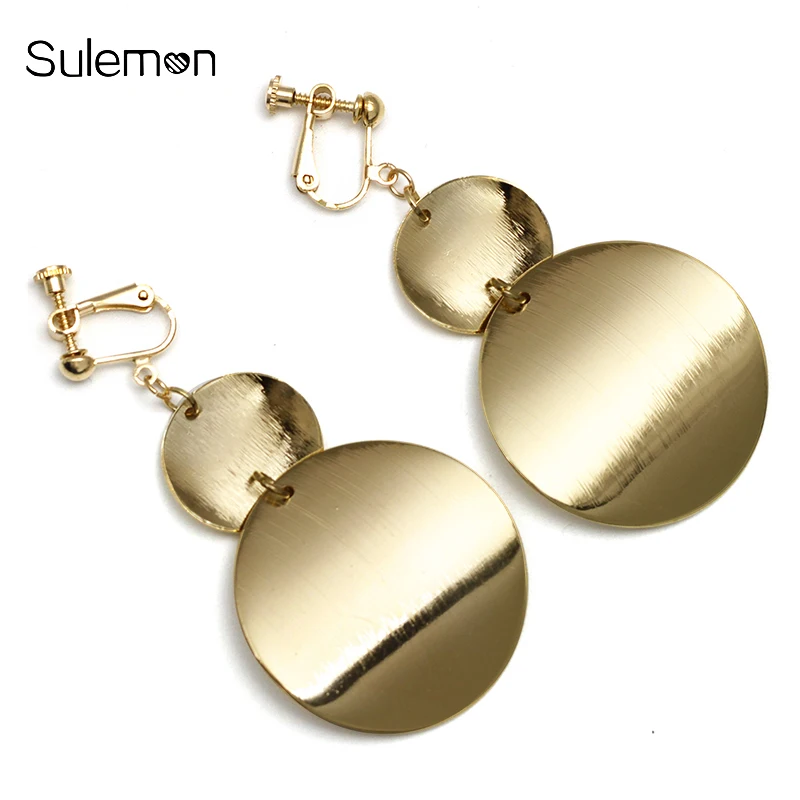 

Irregular Metal Earring No Hole Ear Clips Geometry Round Sequins Clip Earrings Without Piercing Women Earring Jewelry CE264