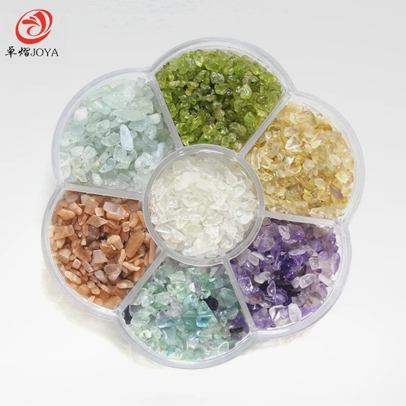 

JOYA GIFT Hot natural crystal beads 7 c or chakra beads box natural raw chip semi precious beads for gift lucky oysters pearls