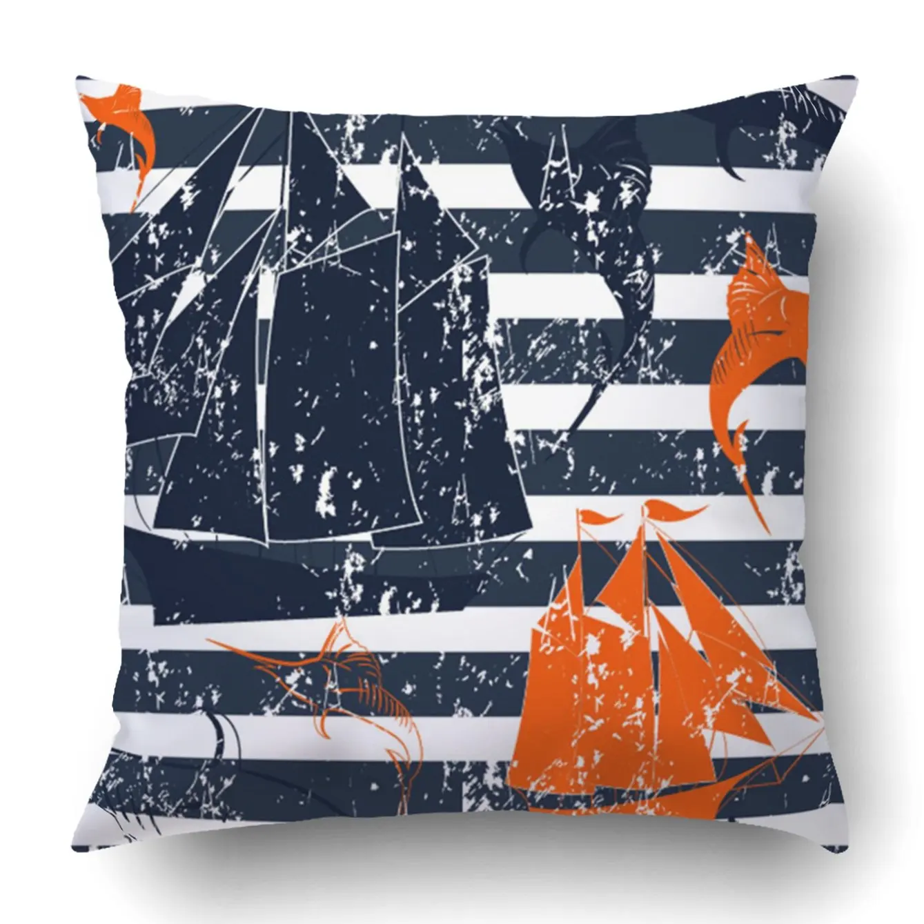 Pillow Cover Case Bedroom Couch Home Nautical background Grunge Seamless Square Inches Stripes | Дом и сад