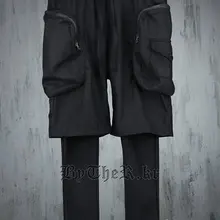 Комбинезон с большим карманом, штаны из искусственной кожи, штаны из двух предметов, повседневные трендовые мужские ботинки, штаны с вырезами, певцы, сценические штаны, 27-45