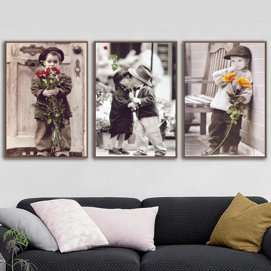 Boy-Girl-Romantic-Childhood-Wall-Art-Canvas-Painting-Nordic-Posters-And-Prints-Wall-Pictures-For-Living