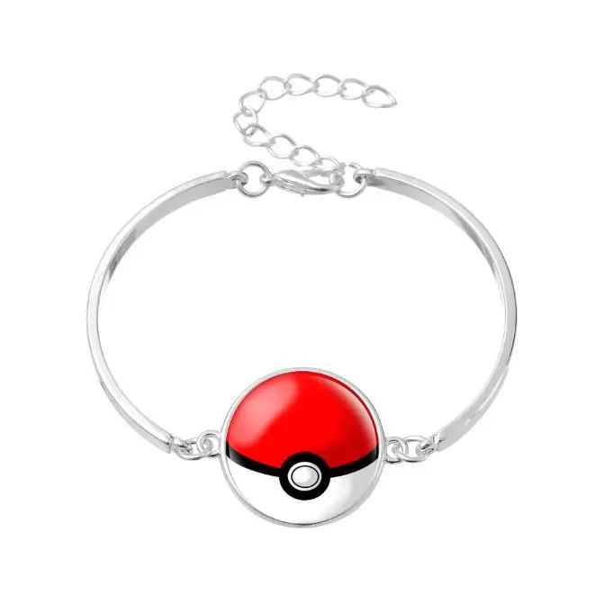 

2018 Fashion Pokemon Go Link Bracelet Bangle For Women Men Round Glass Cabochon Pokeball Charm Bracelet For Lover Dating Jewelry