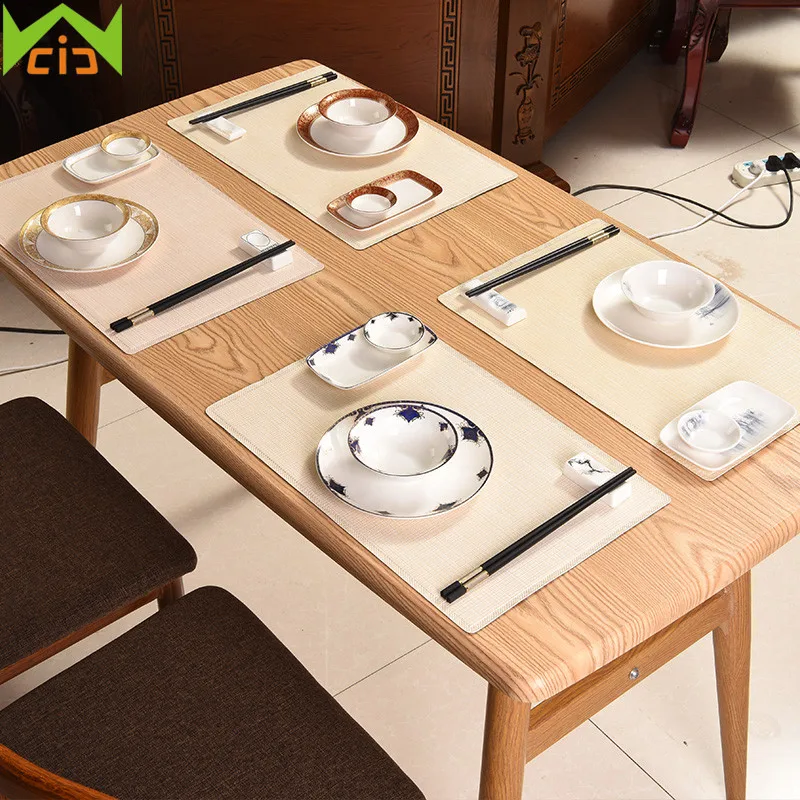 WCIC Anti Skid PU Leather Table Mat Waterproof Placemat Kitchen Restaurant Cafe Tableware Pads Heat Resistant Dining Decoration
