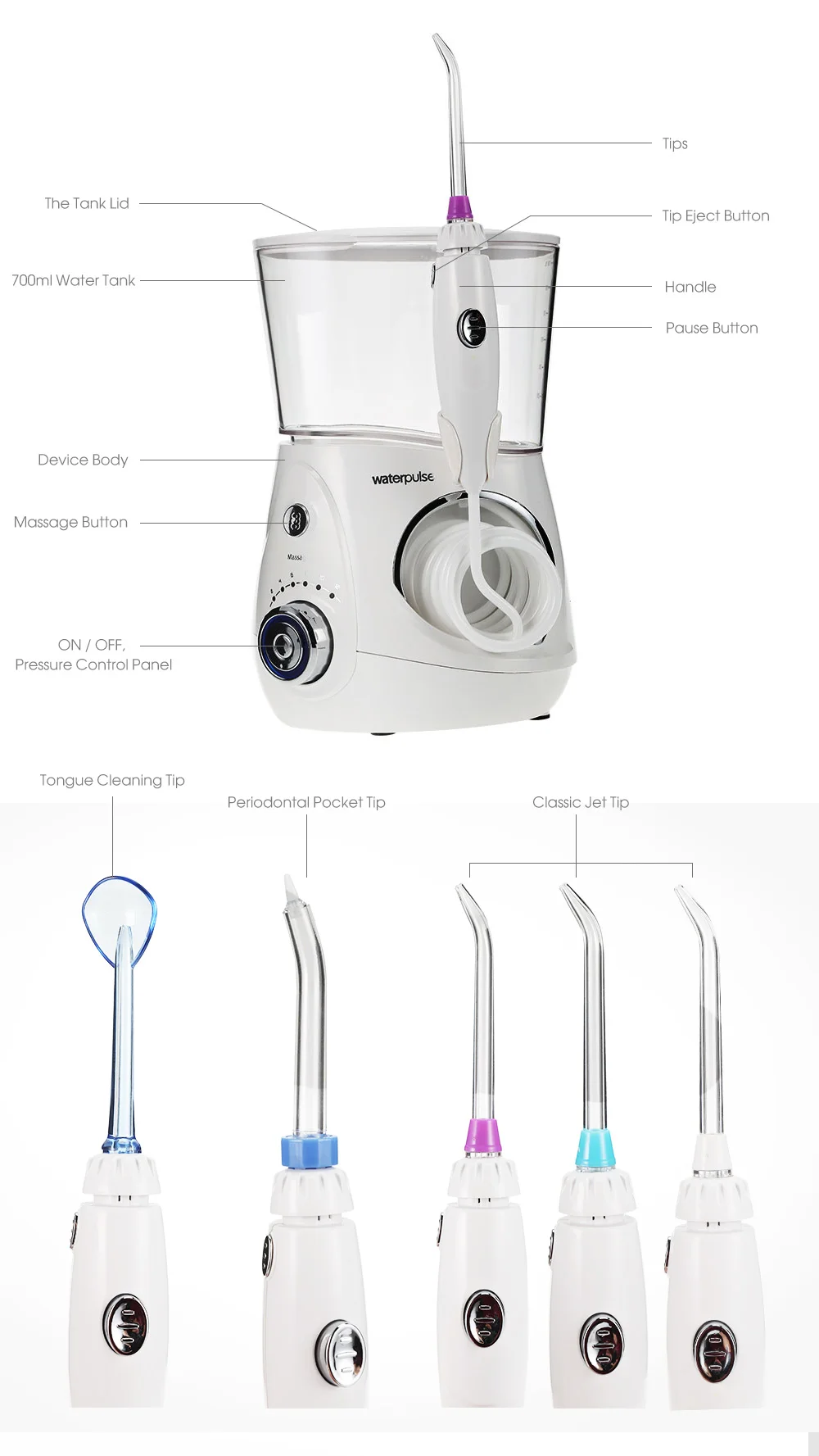 Ирригационная нить Waterpulse V660 700 мл для гигиены полости рта|oral irrigator|dental flosserdental floss |