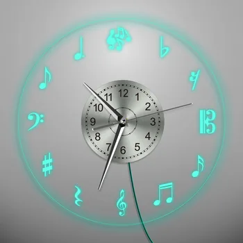 

1Piece Music Theme Wall Clock Music Notes Wall Art Time Clock Watch Creative Duvar Saati Horloge Home Decorative Musician Gift