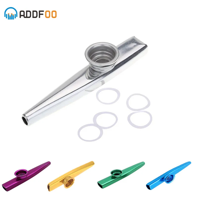 

ADDFOO Kazoo Aluminum alloy Metal with 5 pcs Gifts Flute Diaphragm for Children Music-lovers Woodwind Instrument 5 Colors