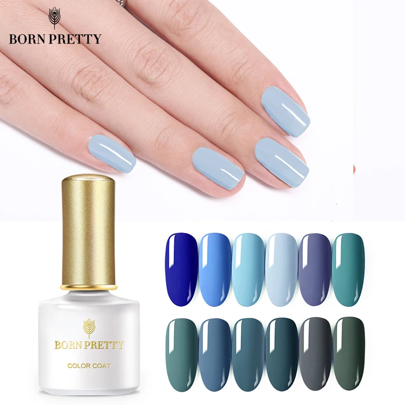 Цветной Гель-лак для ногтей BORN PRETTY, 6 мл, серый, синий цвет, замачиваемый УФ светодиодный Гель-лак для дизайна ногтей