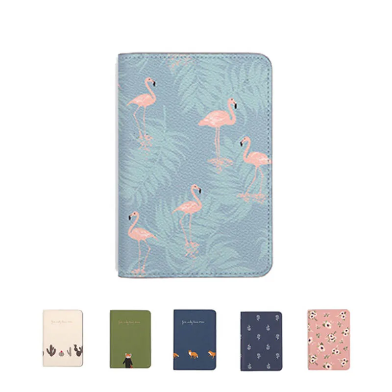 

Printing Women Passport Cover Leather Flamingo Card Case Protector Cover Wallet Bags Flower Travel Passport Cover for Girl W249