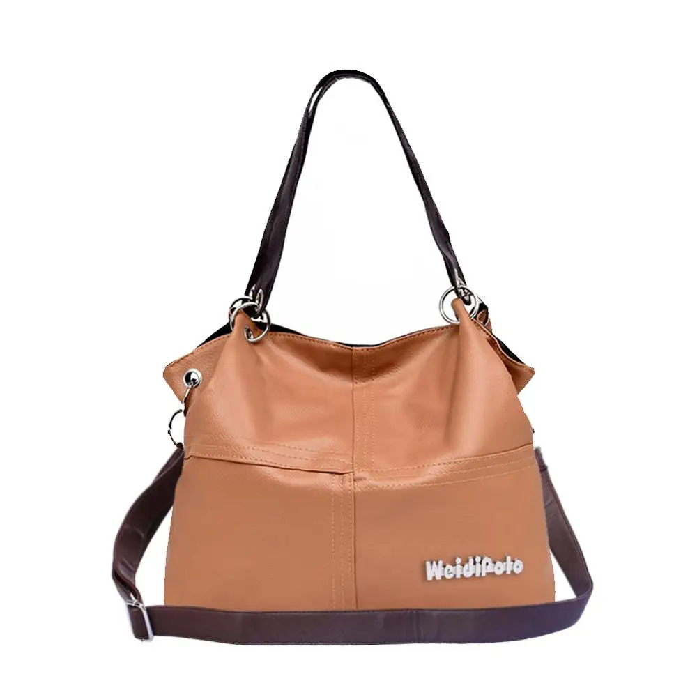 

Retro Women Soft PU Leather Handbag 2019 Women Versatile HandbagTrendy Solid Color Splice Grafting Casual OL Shoulder Bags
