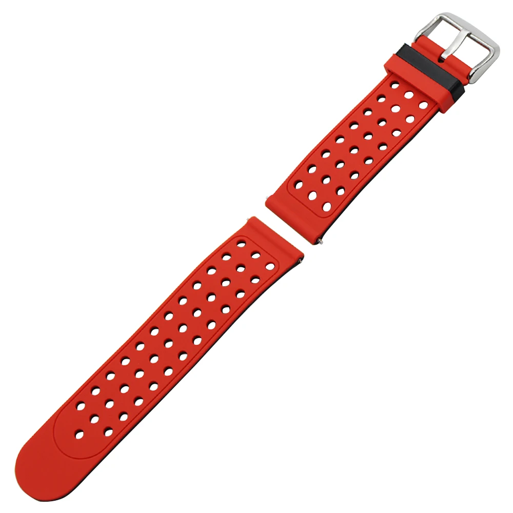 Силиконовый резиновый ремешок для часов двусторонний ремешок 21 мм 22 мм 23 мм 24 мм универсальный ремешок для часов браслет черный синий красный