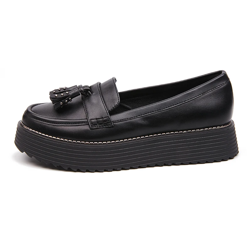 IMG_2451AIMEIGAO Spring Autumn Casual Women Platform Shoes Tassel Flat Heels Shoes Slip On Tassel Moccasin Shoes For Women 5 cm Shoes