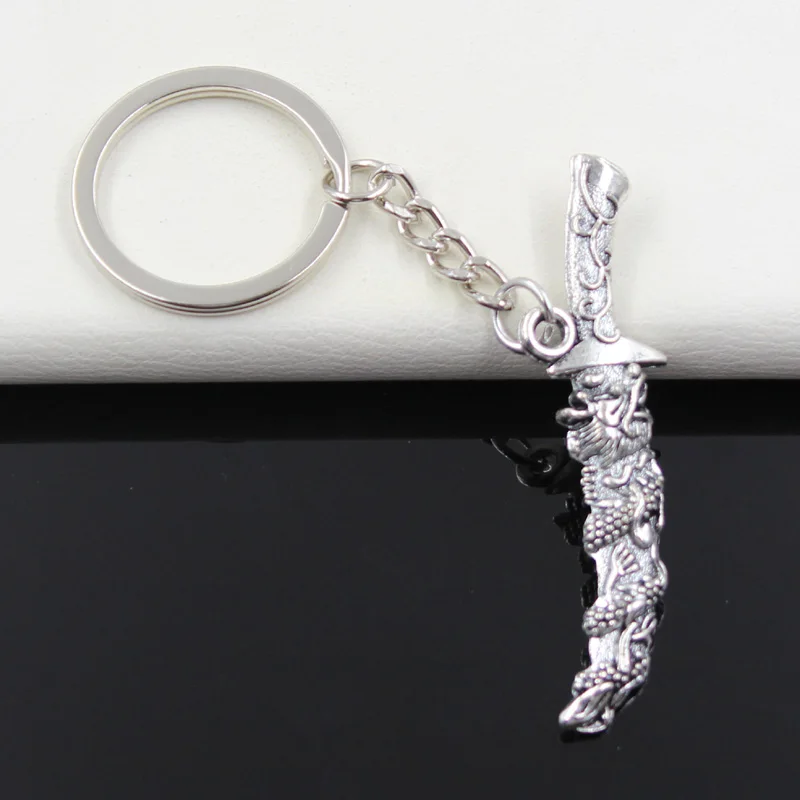 Keychain 59*14mm samurai sword dagger Pendants DIY Men Jewelry Car Key