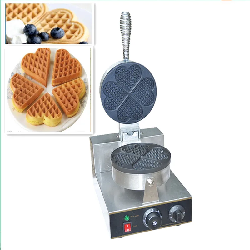 

110V 220V Non-Stick Commercial Waffle Maker 4pcs Heart Shaped Waffle Crep Bread Machine With Timer And Temperature Control