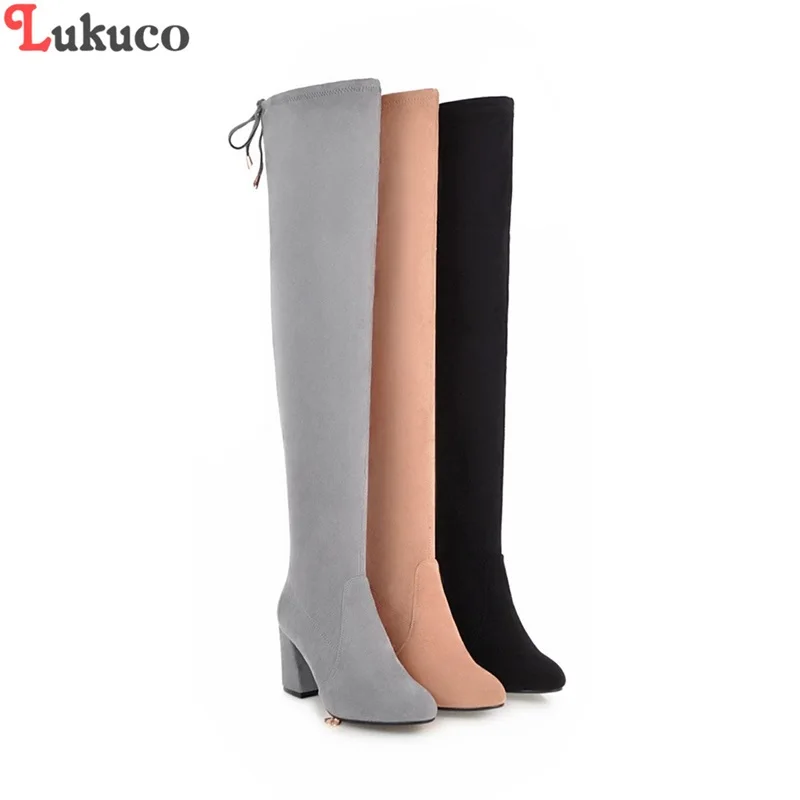 

2019 New Elegant Sexy Women Over The Knee High Boots Slip On Winter Shoes High Heel Pointed Toe All Match Women Boots Size 34-48