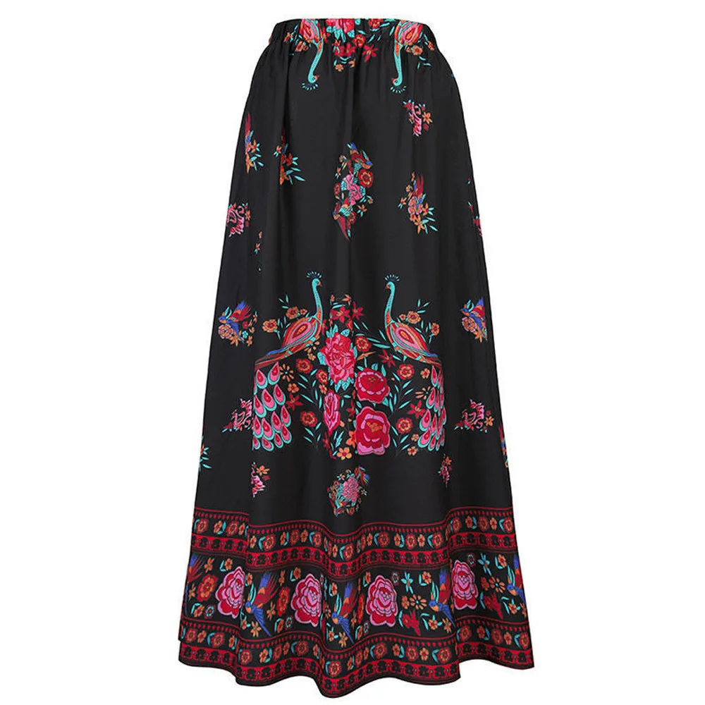 Модные летние юбки в богемном стиле женские шифоновые стрейч с высокой талией макси расклешенное плиссированное платье с коротким и широким подолом Длинная Юбка Saia - Цвет: Черный