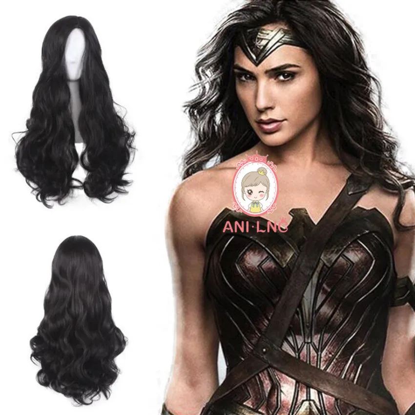 

Anilnc 60cm Long Wavy Brown Synthetic Wonder Woman Marvel Comics Cosplay Hair Wig For Cosplayer