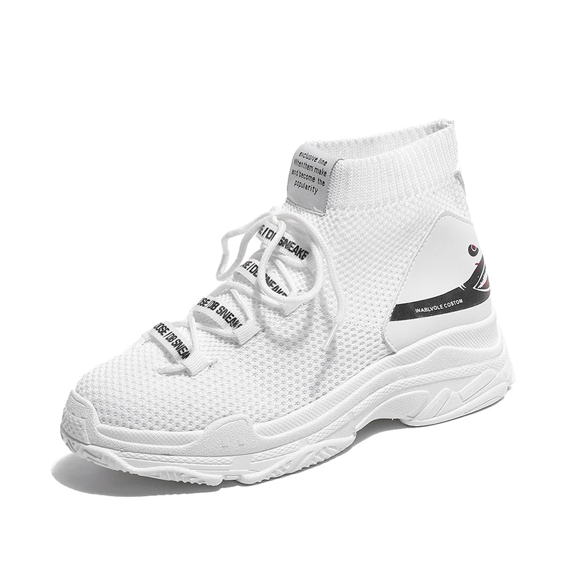 

Spring Summer New Shark individuality Breathable Band Flat-soled Shoes For Women's Recreational Tide Running Flat shoes Knitting