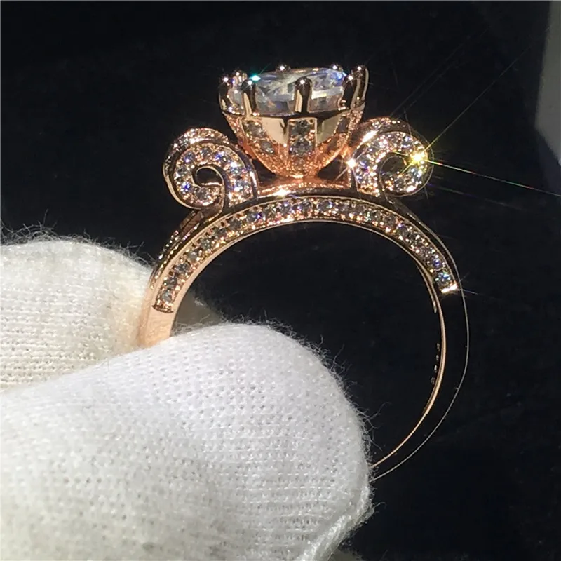 Choucong модное кроеное кольцо 3ct 5A Циркон Cz розовое золото заполненное 925 Серебряное