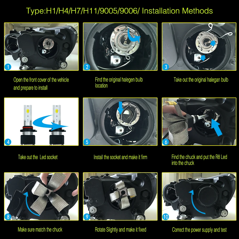 2 X HB3/9005/H10 T9 светодиодный фар автомобиля лампы 30 W 4800LM 9 V-36 V IP68 Водонепроницаемый 3000 K 4300 K 6000 K три Цвета свободно переключаться