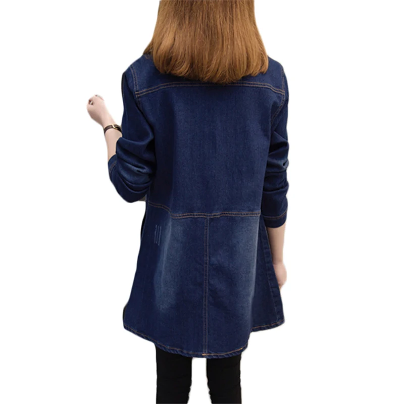 Женская джинсовая куртка большого размера на весну и осень, свободная джинсовая ветровка для студентов, Женская Корейская синяя куртка, пальто, куртка, 5XL A280