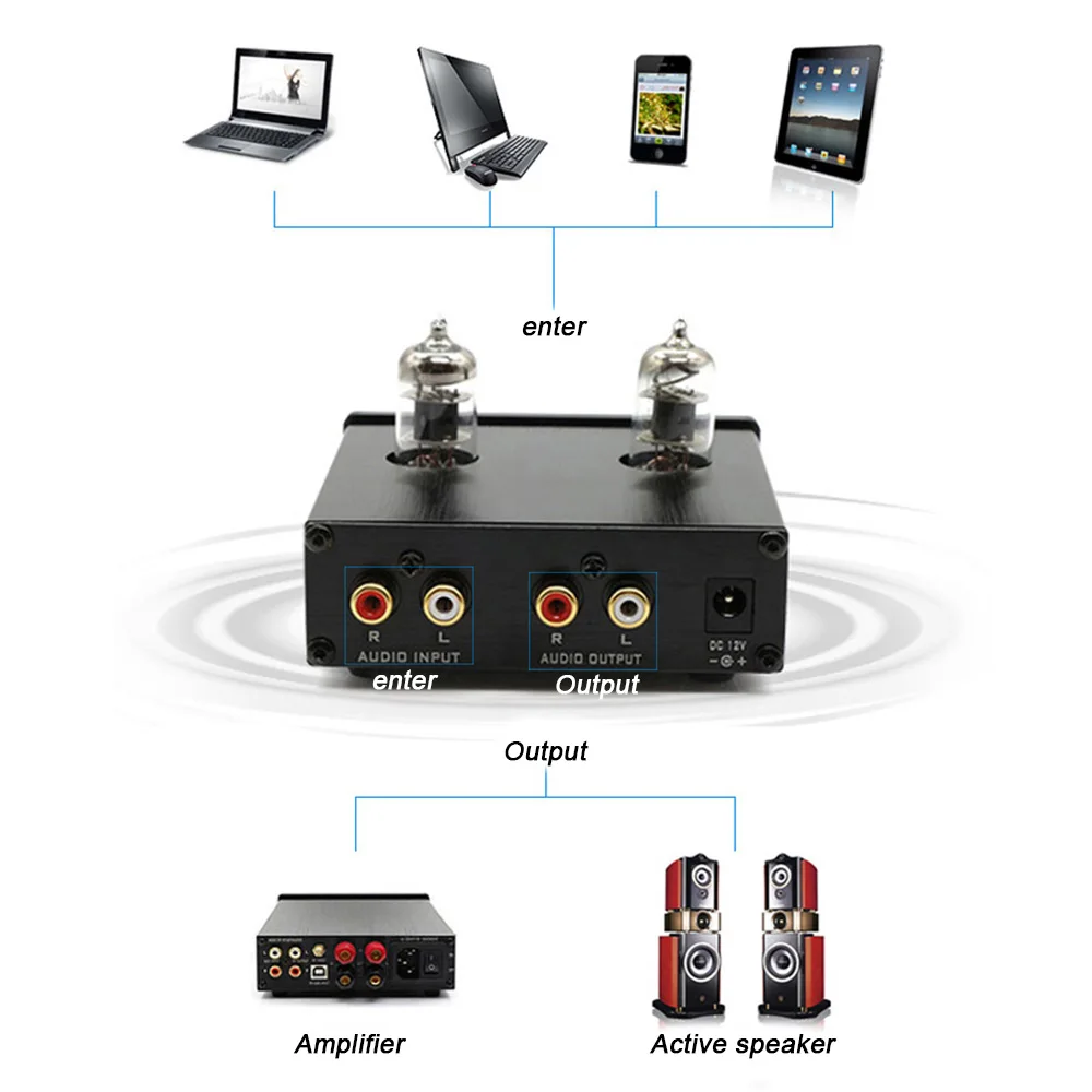 FX Audio TUBE 01 Bile Preamp ламповый усилитель Buffer 6J1 Mini Hi Fi с вилкой питания DC12V 1A|Усилители